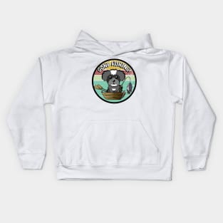 Cute schnauzer has gone fishing Kids Hoodie